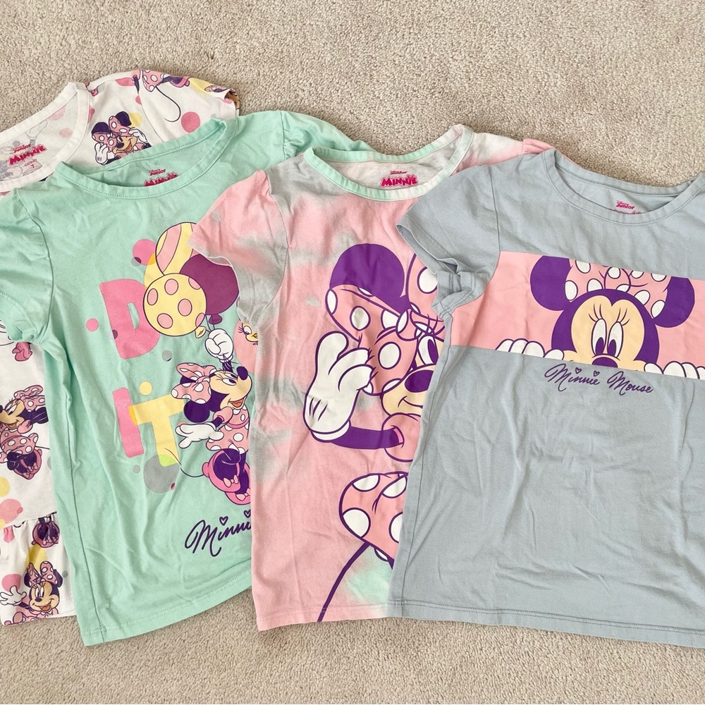 Disney Minnie Mouse shirts, 4 pack - Mint, Pink, Gray, white